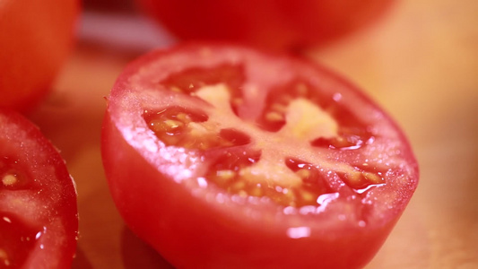 微距西红柿瓤西红柿籽视频