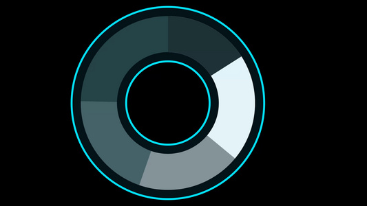 Info图形5个半圆蓝色黑色白色调和闪烁视频