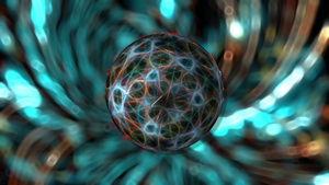 用于设计和网络的光线背景上带有旋转球体的抽象元素18秒视频