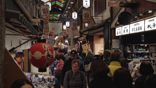 日本东京街头商店人流视频