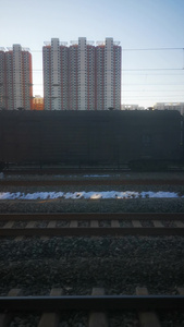 旅途火车窗外的风景视频