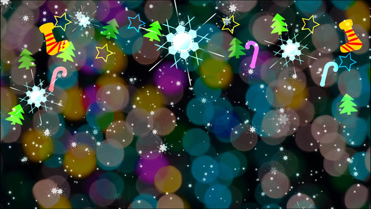 圣诞色彩缤纷的主题让数字世界旋转袜子星星树甜棒挂在视频