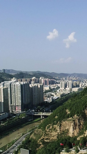 延安航拍红色城市视频陕北标志29秒视频