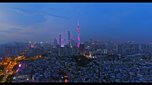 广州城市天际线4K夜景航拍视频