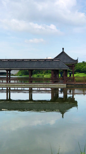 广东清远飞来湖湿地公园古建筑视频