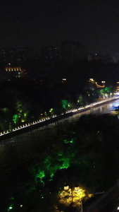 扬州城市街道夜景航拍城市交通视频