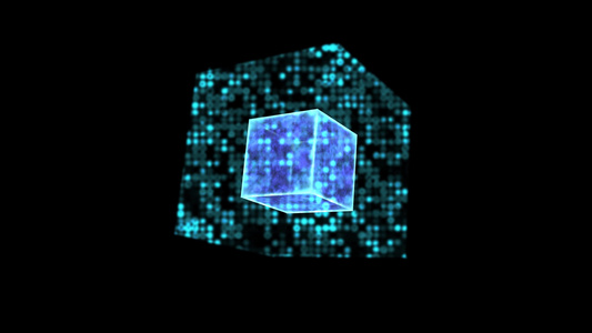 量子立方体未来核心能量表面模糊数字动画光数据处理背景视频