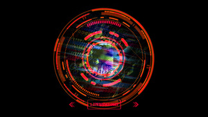量子计算机未来派红色技术多边形数字全息过程及大数据20秒视频