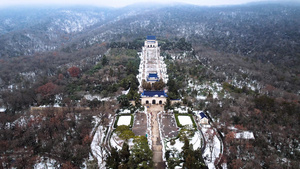 4K航拍南京中山陵雪景29秒视频