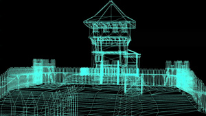 3d铸造房屋电线框架模型动画19秒视频