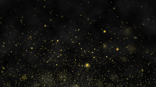 4k运动抽象图象显示黑色背景在空中漂浮的颗粒金尘背景视频