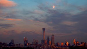 月色北京国贸地标建筑16秒视频