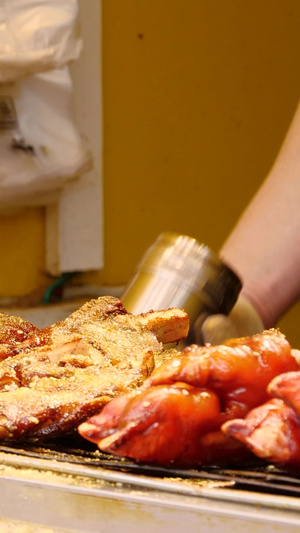 烤猪蹄烧烤网红美食小吃美食街特色小吃17秒视频