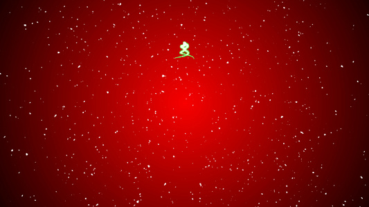 红色背景下的绿色抽象圣诞树和雪视频