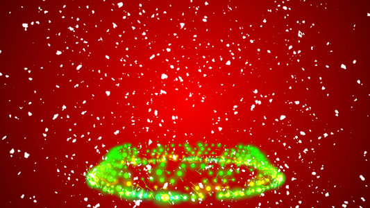 抽象的圣诞树雪在红色背景下落视频