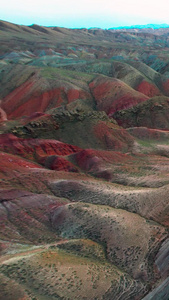 航拍色彩风格的新疆硫磺沟丹霞地貌视频风景名胜视频