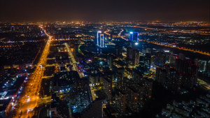 4k航拍城市夜景繁华车流交通灯光移动延时摄影16秒视频