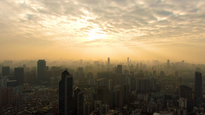 4K航拍广州城市日落24秒视频