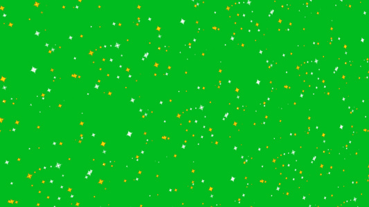 模糊银色和金色小星星飞行抽象运动闪闪发光的粒子在绿色视频
