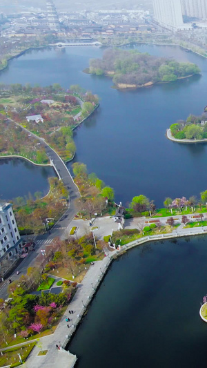 航拍淮安地标4A景区五岛湖公园公园美景32秒视频