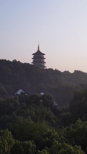 航拍杭州西湖清晨日出升格艺术渲染20秒视频