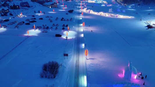 冰雪世界欢乐谷灯光夜景延时视频素材视频