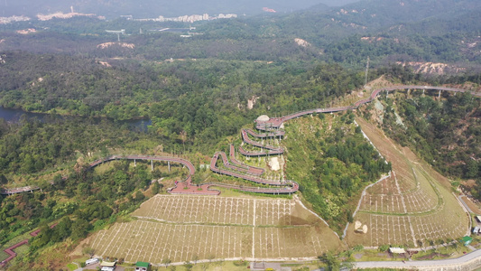 航拍中国广东珠海香山湖公园香山云道视频