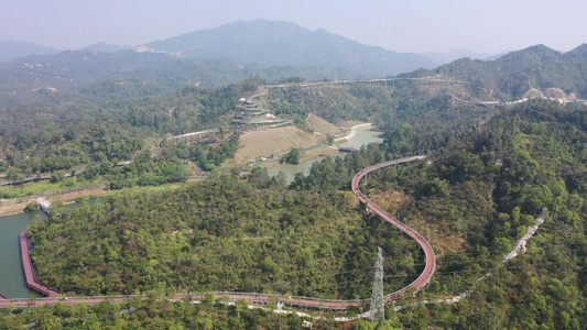 航拍中国广东珠海香山湖公园香山云道视频