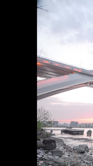 上海卢浦大桥黄浦江日转夜延时时间流逝10秒视频
