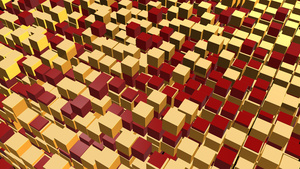 4K金色E3D立方体矩阵动画背景41秒视频
