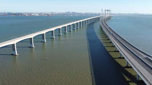 航拍大桥跨海大桥海边风景 视频