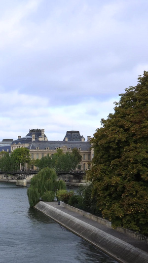 巴黎塞纳河两岸风光延时视频旅游景点16秒视频
