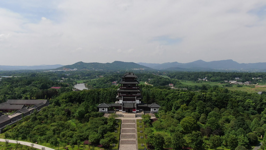 航拍湖南宁乡刘少奇故居花明楼5A景区视频