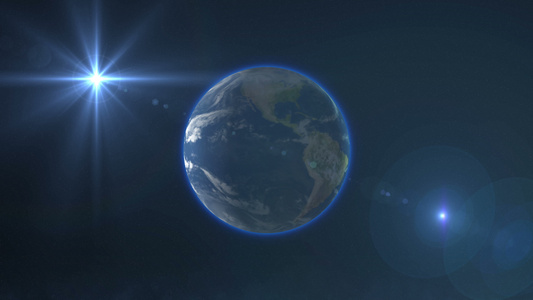 空间太阳中地球的射线4k视频