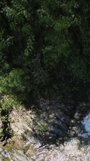 航拍国家5A级旅游景区重庆黑山谷神龙洞瀑布溪流低碳旅游32秒视频