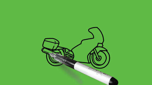 在抽象绿色背景下绘制彩色组合的像样自行车B视频
