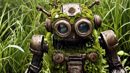 草丛里的废旧机器人视频