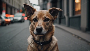 可爱小狗在街道上4秒视频