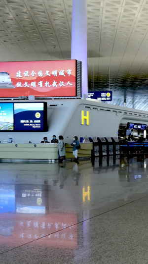 机场国内出发大厅大范围延时视频素材飞机场25秒视频