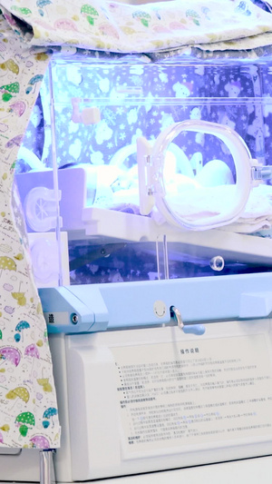 实拍新生儿保温箱照射蓝光重症监护15秒视频