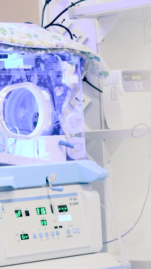 实拍新生儿保温箱照射蓝光重症监护15秒视频