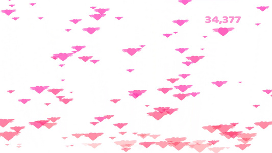 百万粉红红心翼以计数和情人节文字1飞行视频