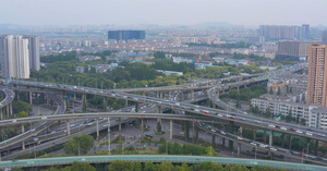 南京双桥门立交桥枢纽航拍4K交通车辆25秒视频