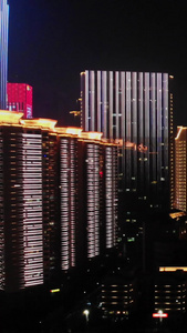 航拍山东青岛五四广场地标城市灯光秀夜景视频