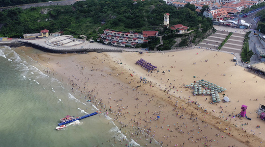 江苏连云港连岛海水浴场夏季风光视频