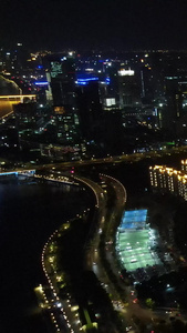 高清航拍广州城市夜景广州塔小蛮腰珠江风景广州夜景视频