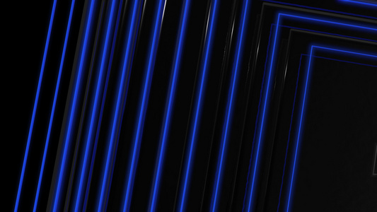 蓝色发光的霓虹灯线抽象技术未来主义运动背景无缝循环视频