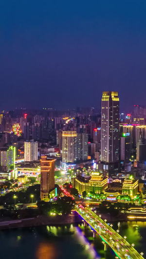 广西南宁市民生广场江滨夜景城市夜景10秒视频