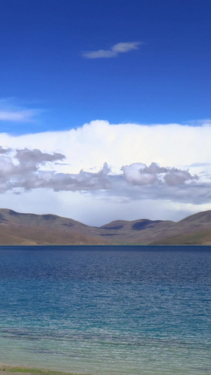 西藏大气磅礴的高原湖光山色延时视频高海拔16秒视频