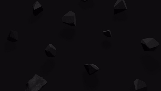 时尚的黑色背景动画运动与浮石旋转的同构有阴影的岩石视频
